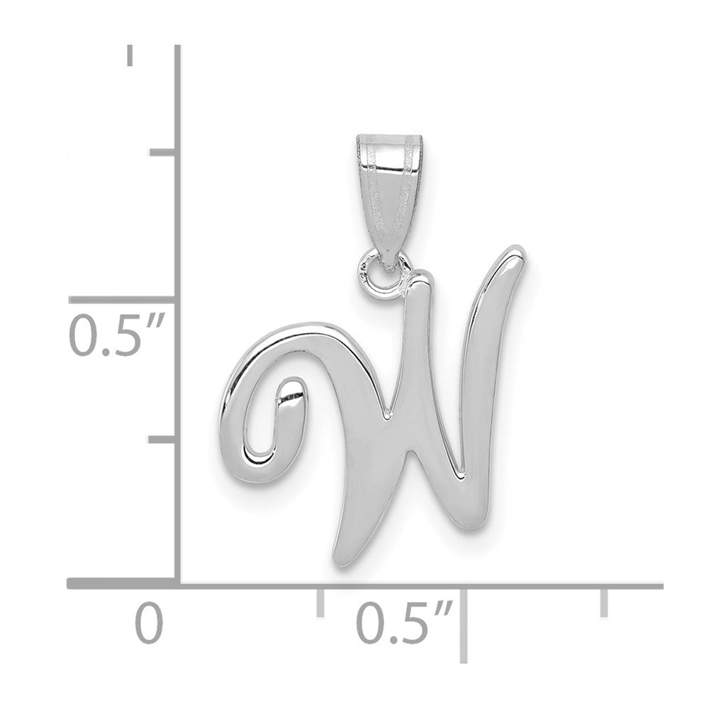 14K Weißgold Skript-Buchstabe W Initial-Anhänger