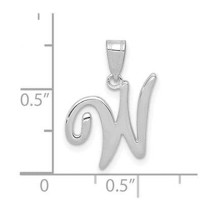 14K Weißgold Skript-Buchstabe W Initial-Anhänger