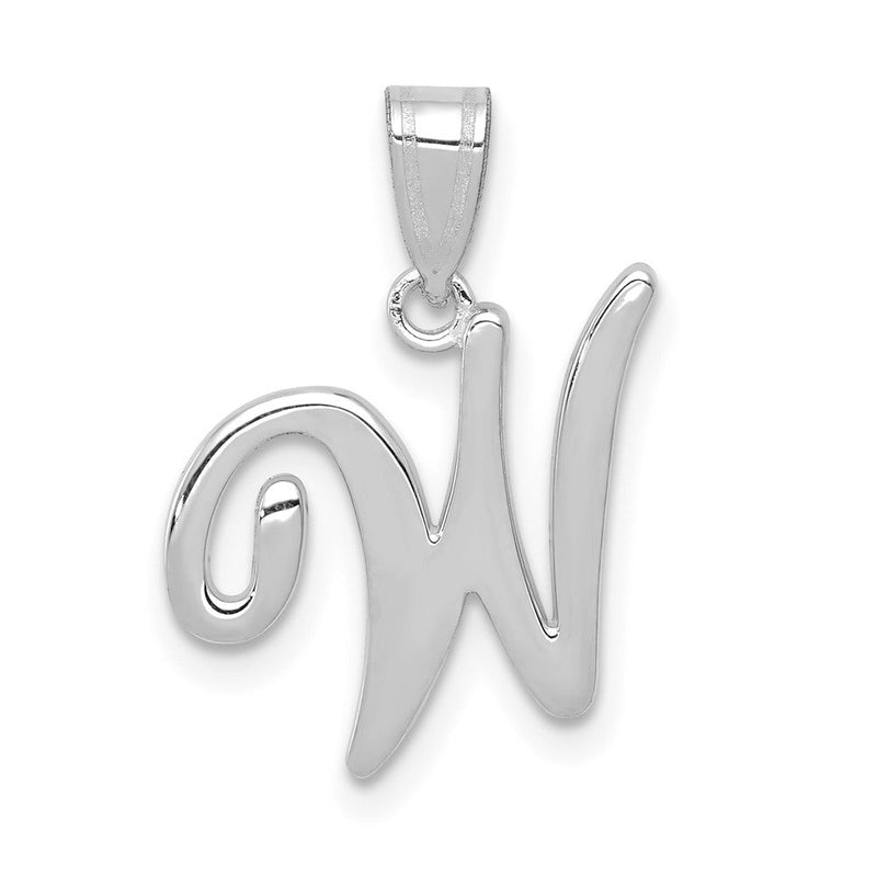 14K Weißgold Skript-Buchstabe W Initial-Anhänger
