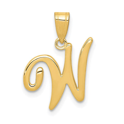 14K Gelbgold Initial-Anhänger Buchstabe „W" in Schreibschrift