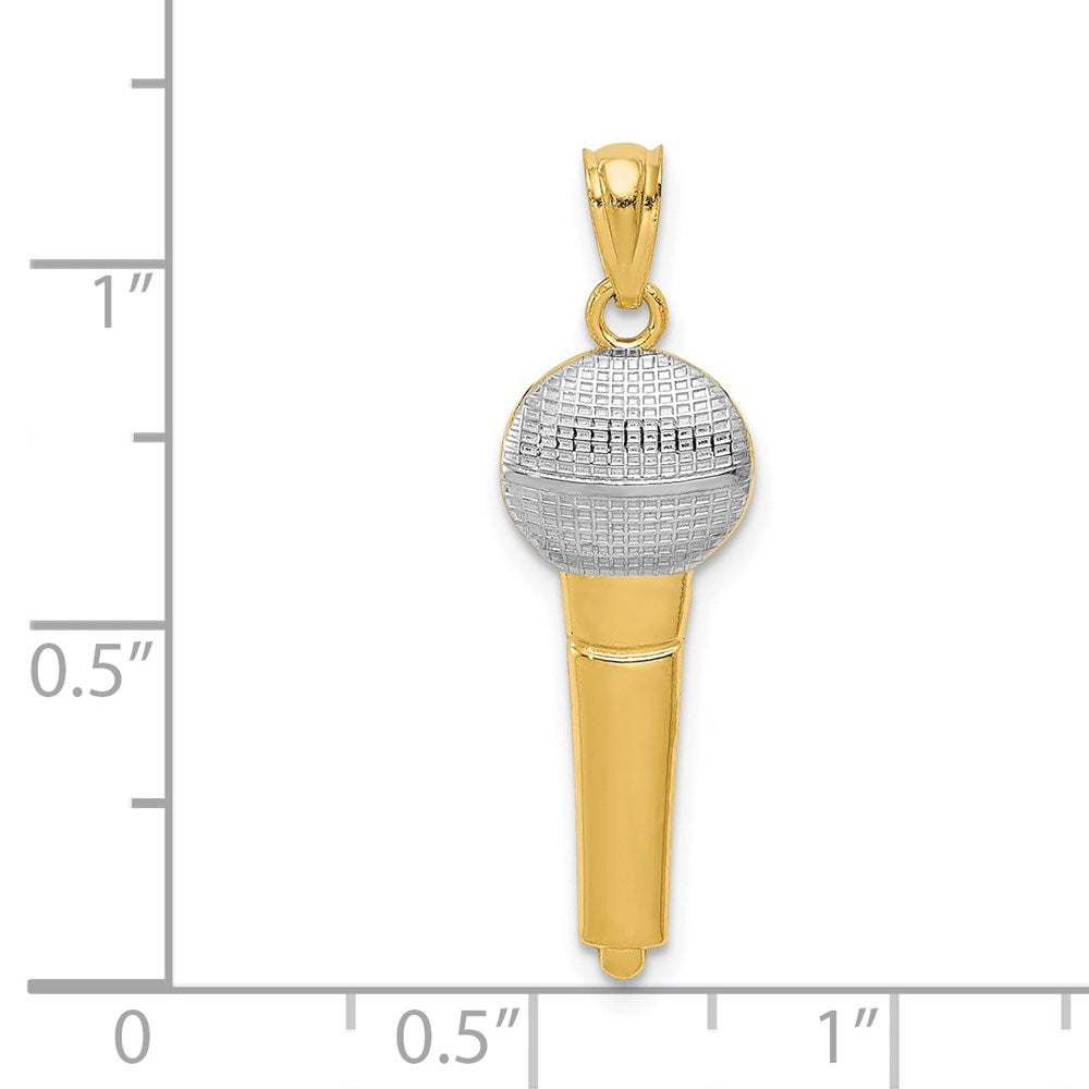 14K Gelb & Rhodium 14K und Rhodium Microphone Anhänger