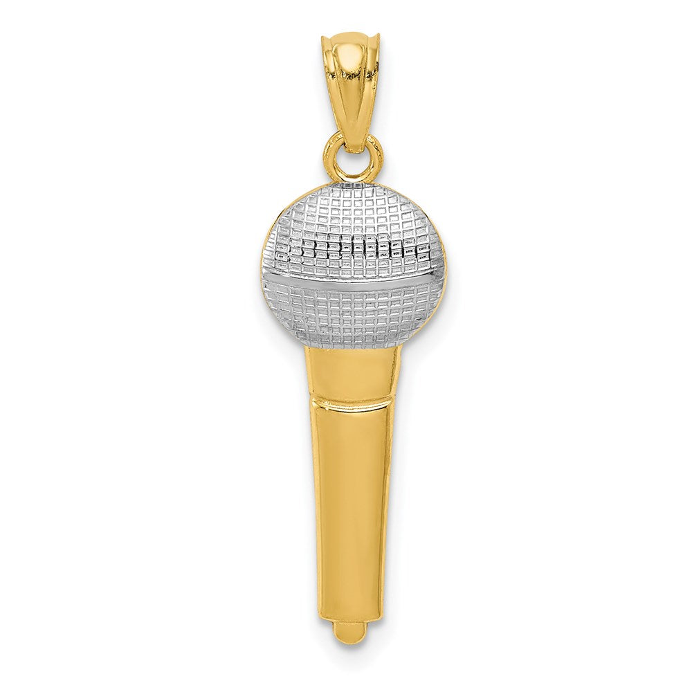 14K Gelb & Rhodium 14K und Rhodium Microphone Anhänger