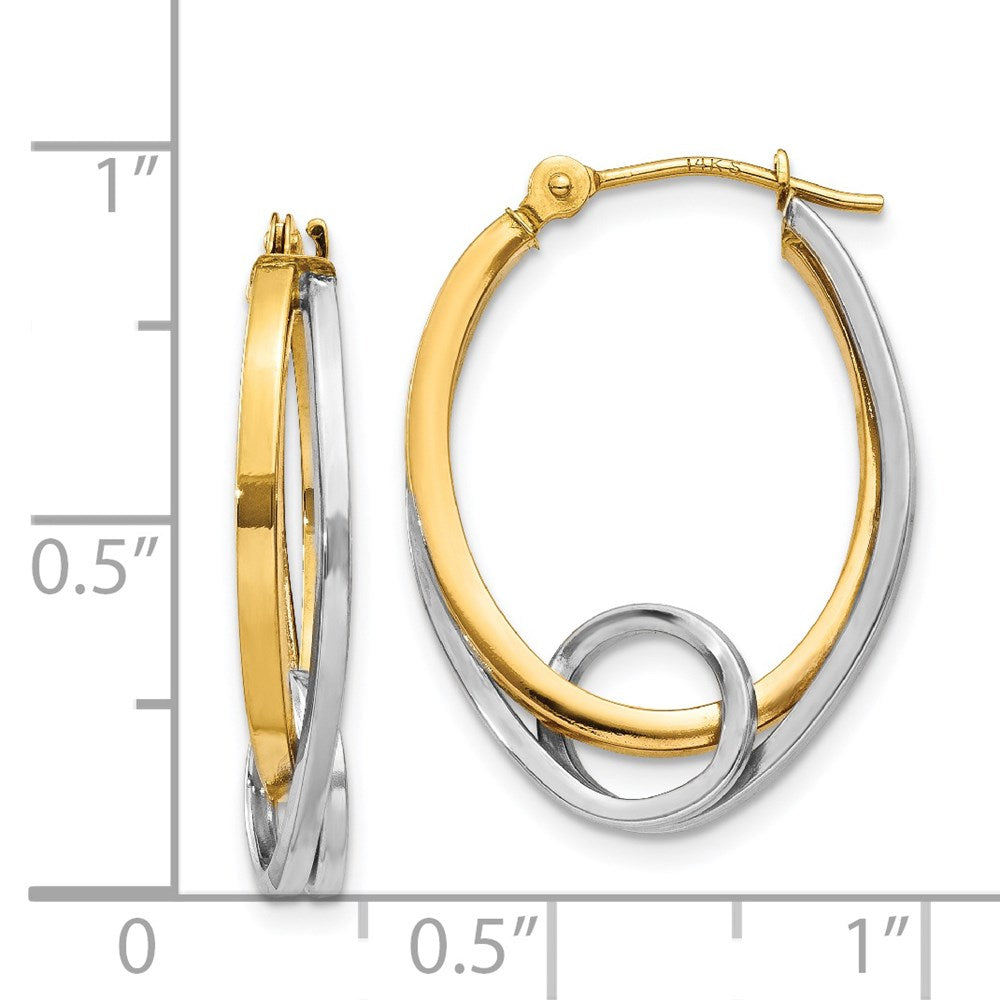 14K Bicolor Oval Loop Creolen