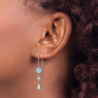 14K Weißgold Blautopas-Ohrhänger mit Ohrdraht