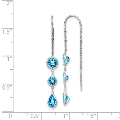 14K Weißgold Blautopas-Ohrhänger mit Ohrdraht