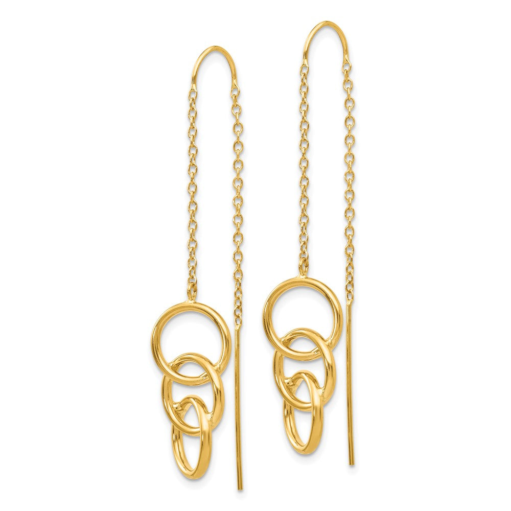 14K Gelbgold Durchzieh-Ohrringe mit dreifachem Kreis