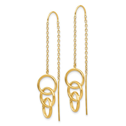 14K Gelbgold Durchzieh-Ohrringe mit dreifachem Kreis