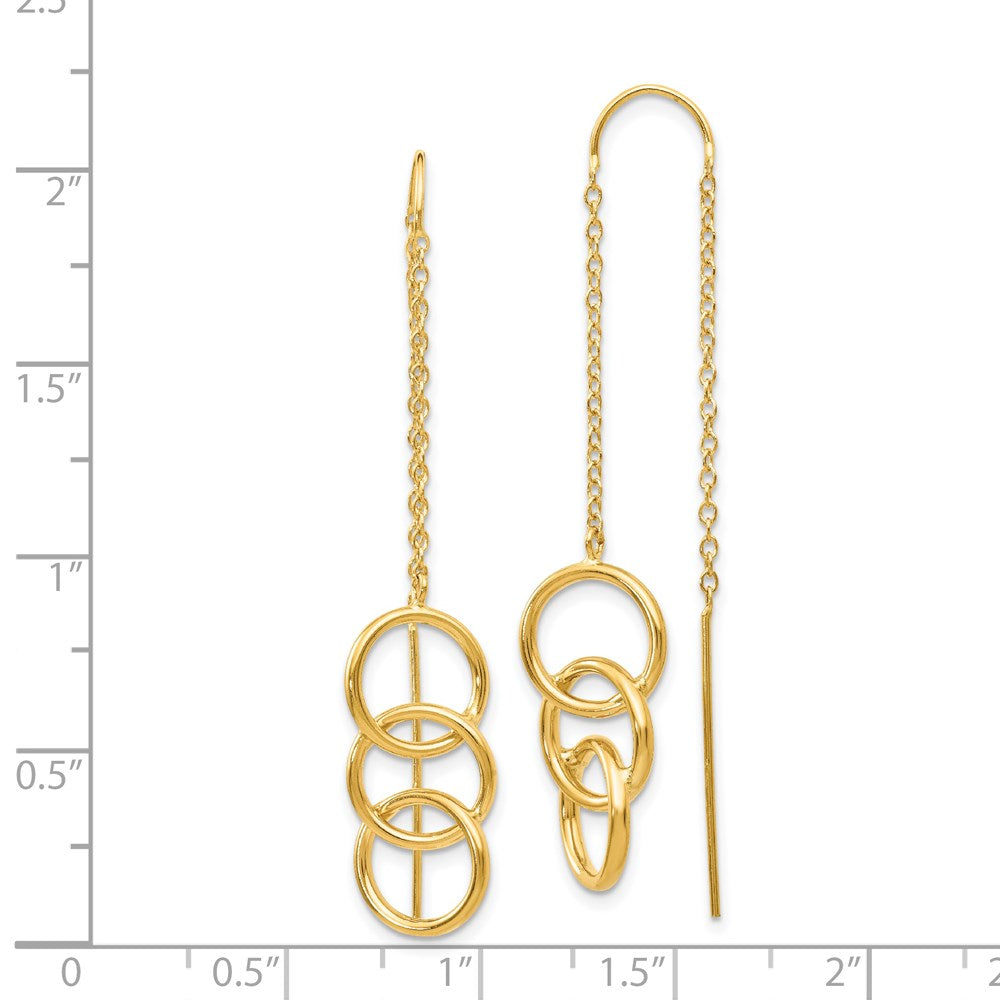 14K Gelbgold Durchzieh-Ohrringe mit dreifachem Kreis