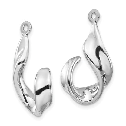 14K Weißgold Ohrring-Jackets mit gedrehtem J-Design
