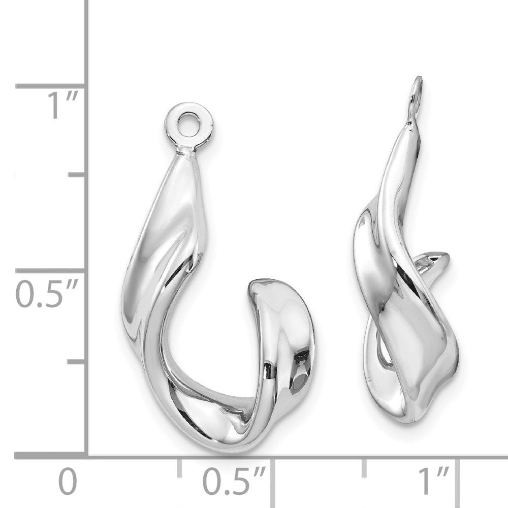 14K Weißgold Ohrring-Jackets mit gedrehtem J-Design
