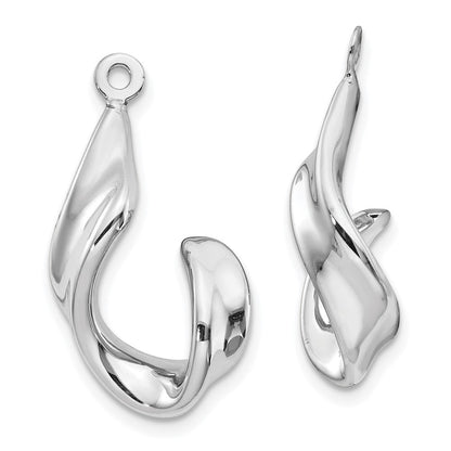 14K Weißgold Ohrring-Jackets mit gedrehtem J-Design
