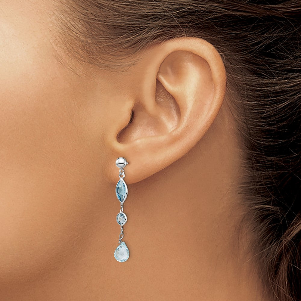 14K Weißgold Blautopas-Ohrstecker