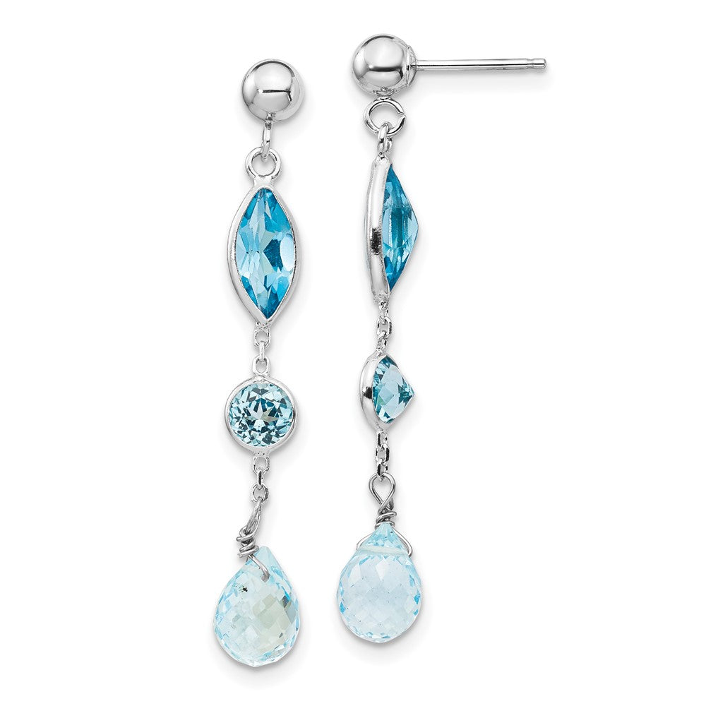 14K Weißgold Blautopas-Ohrstecker