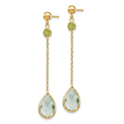 14K Peridot und Grüner Quarz Ohrstecker