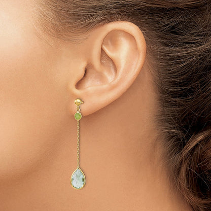 14K Peridot und Grüner Quarz Ohrstecker