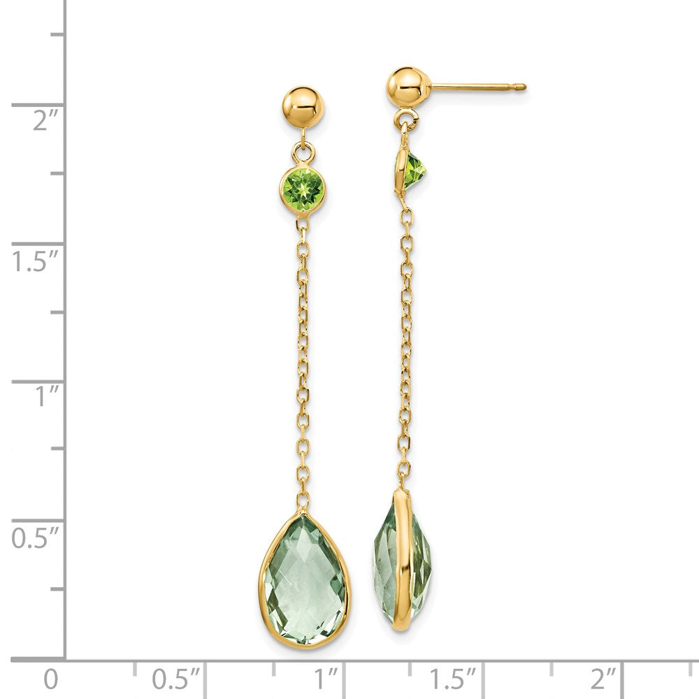 14K Peridot und Grüner Quarz Ohrstecker