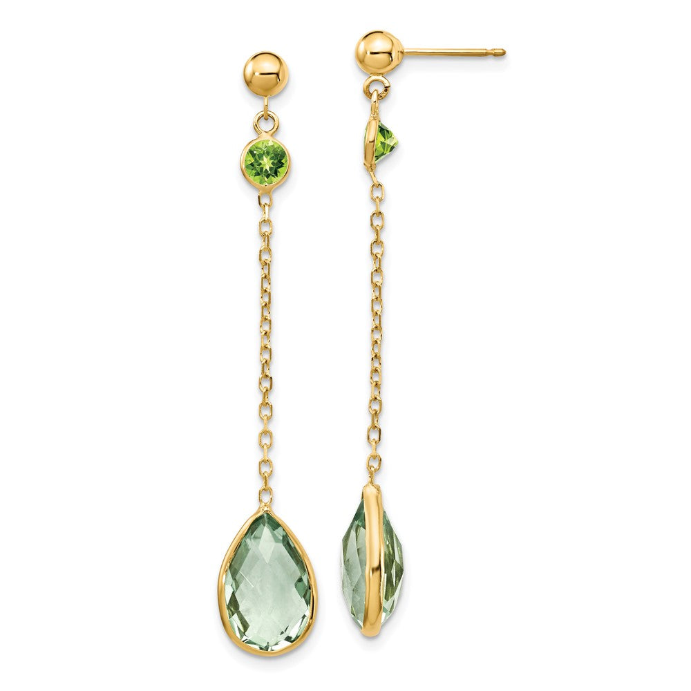 14K Peridot und Grüner Quarz Ohrstecker