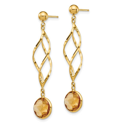 14K Citrin-Ohrstecker mit Schwungdesign