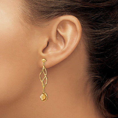 14K Citrin-Ohrstecker mit Schwungdesign