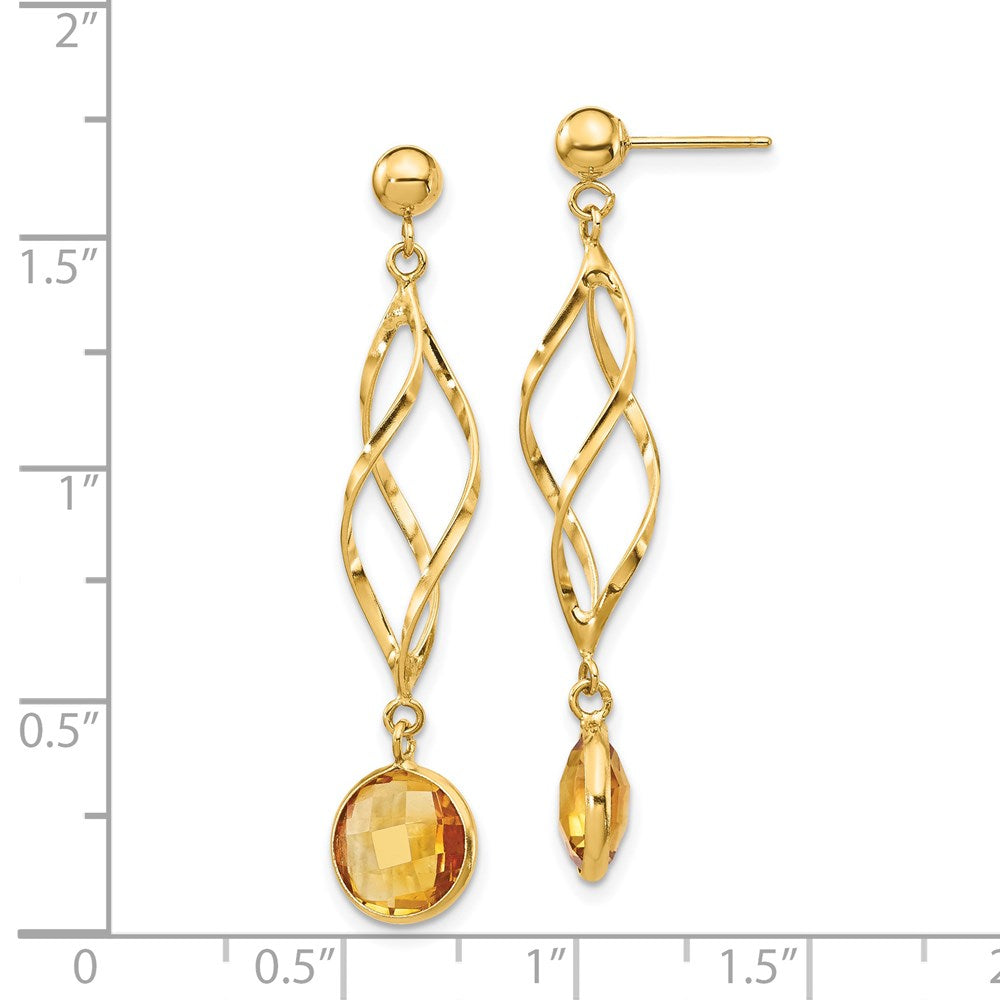 14K Citrin-Ohrstecker mit Schwungdesign