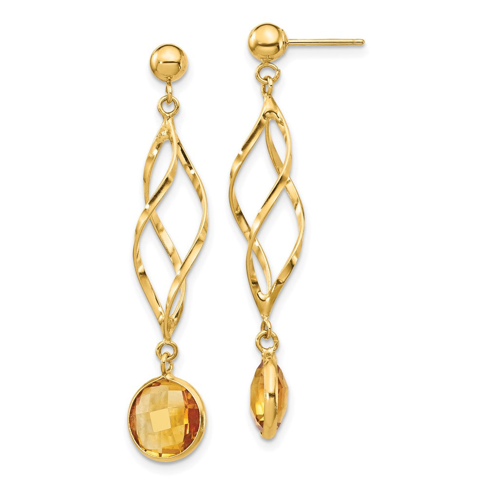 14K Citrin-Ohrstecker mit Schwungdesign
