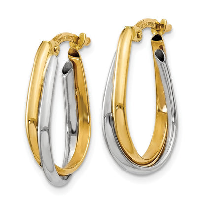 14K Bicolor Gold Doppel-Creolen