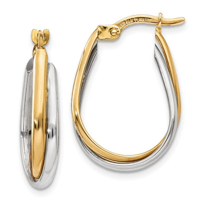 14K Bicolor Gold Doppel-Creolen