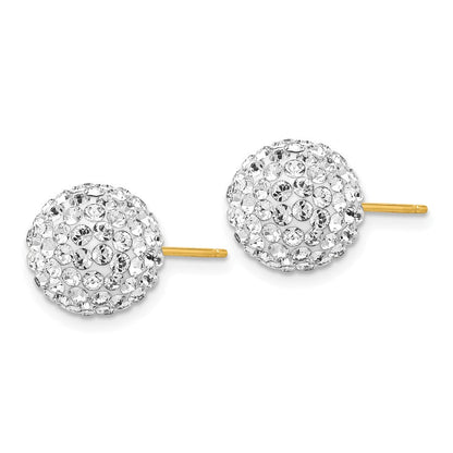 14K Gelbgold 10mm Disco Kugel Kristall Ohrstecker