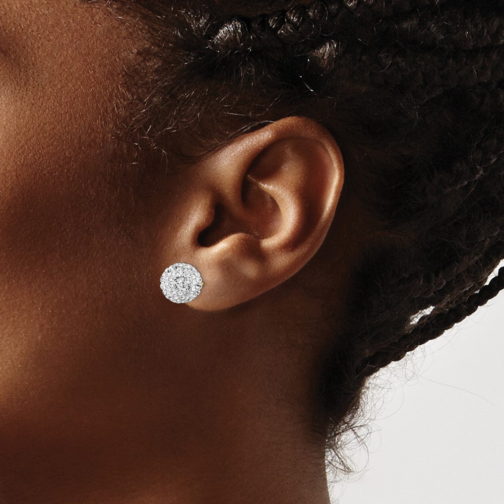 14K Gelbgold 10mm Disco Kugel Kristall Ohrstecker