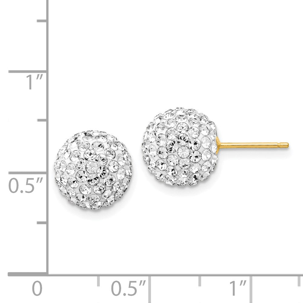 14K Gelbgold 10mm Disco Kugel Kristall Ohrstecker