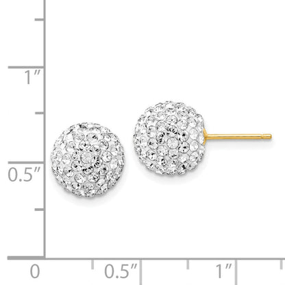14K Gelbgold 10mm Disco Kugel Kristall Ohrstecker