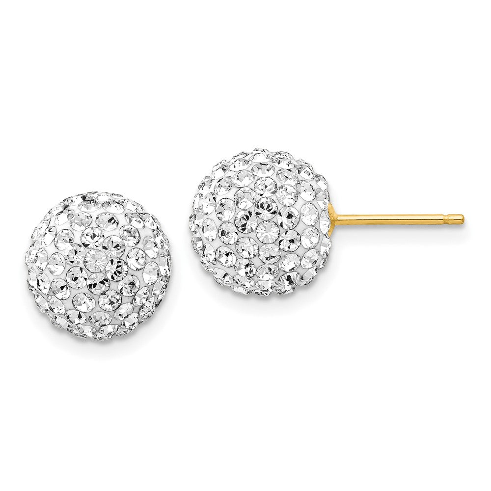 14K Gelbgold 10mm Disco Kugel Kristall Ohrstecker