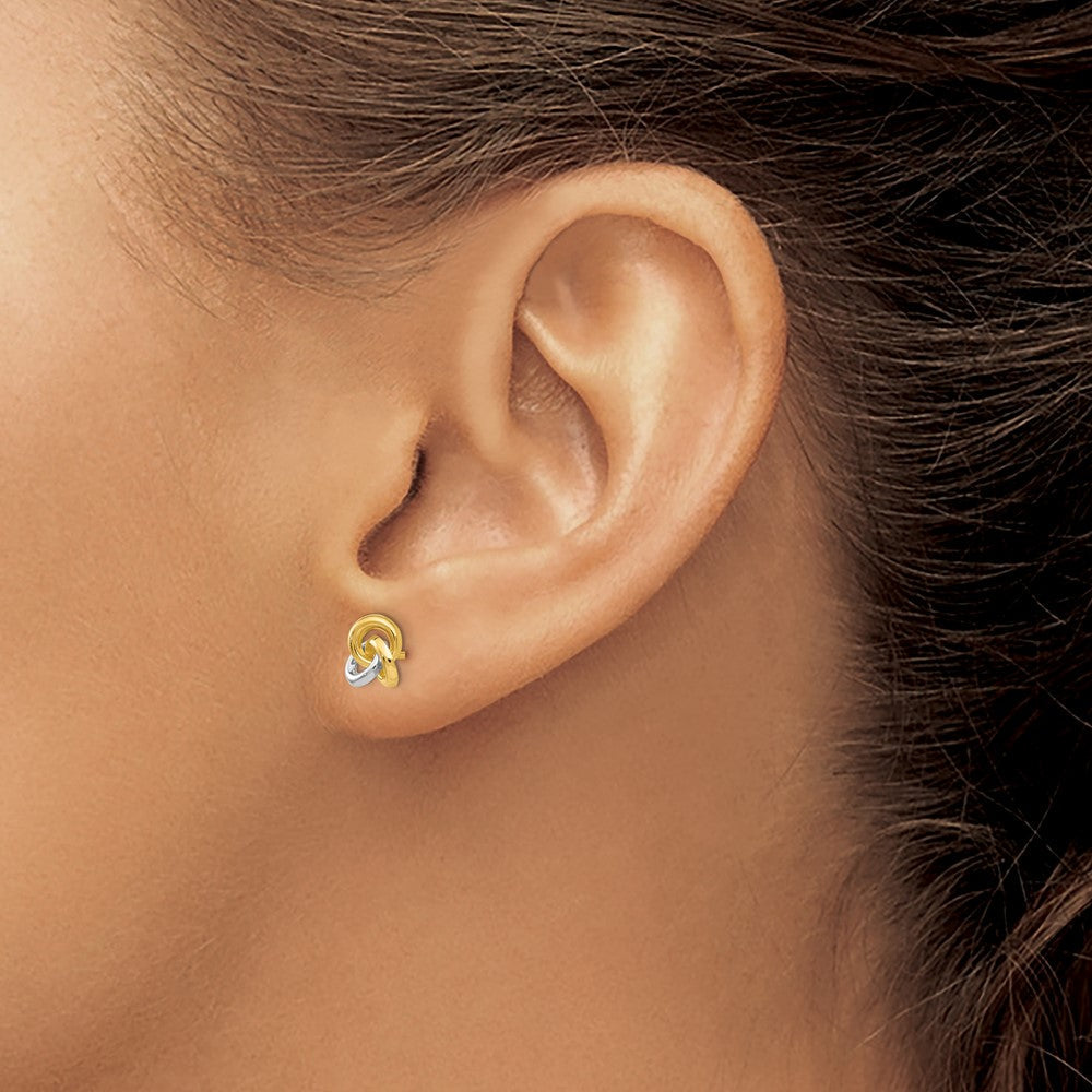 14K Gelb & Rhodium Dreifaltigkeit Knoten Ohrringe