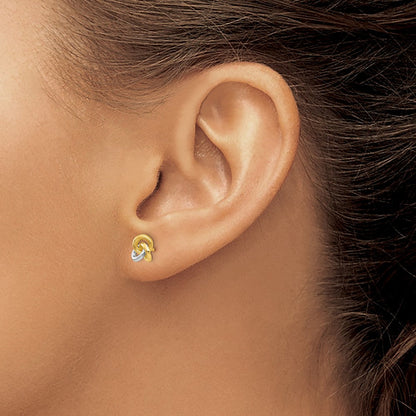14K Gelb & Rhodium Dreifaltigkeit Knoten Ohrringe