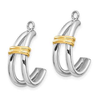 14K Bicolor Gold Creolen-Ohrring-Jackets mit J-Fassung