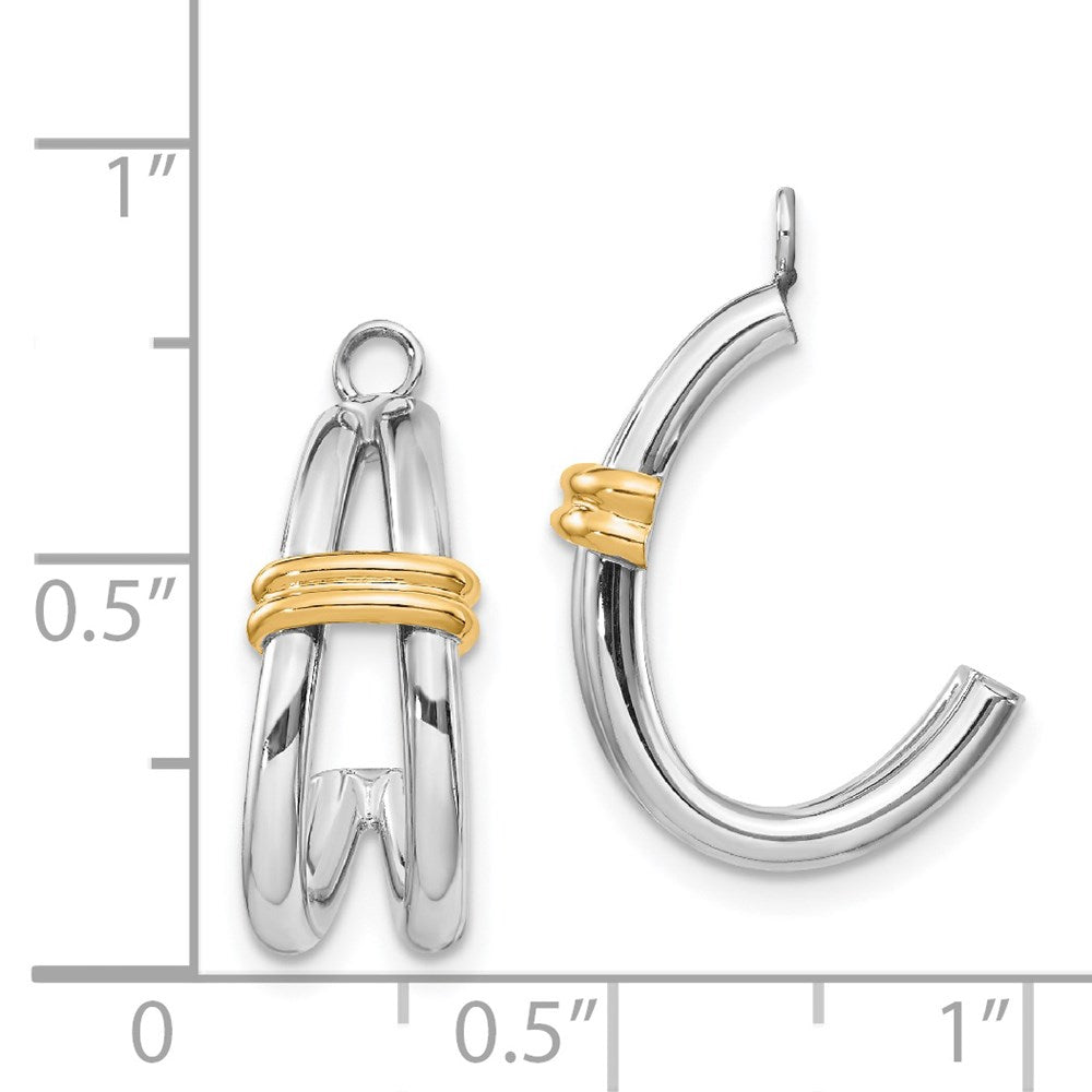 14K Bicolor Gold Creolen-Ohrring-Jackets mit J-Fassung