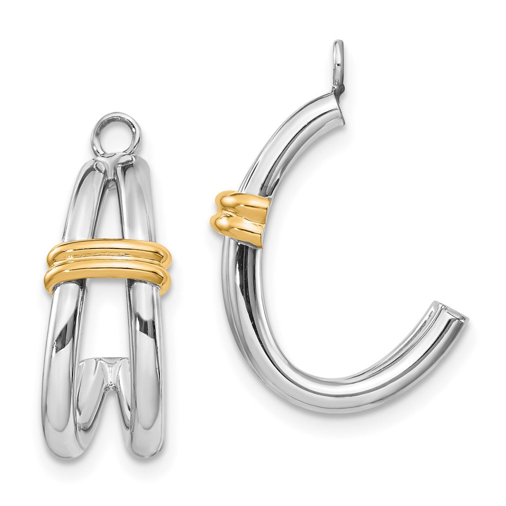14K Bicolor Gold Creolen-Ohrring-Jackets mit J-Fassung
