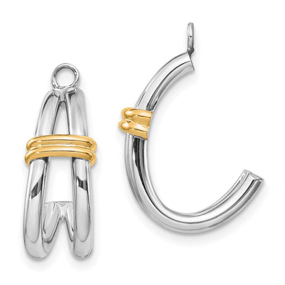 14K Bicolor Gold Creolen-Ohrring-Jackets mit J-Fassung