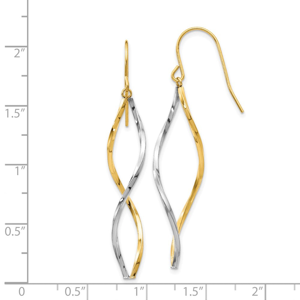 14K Bicolor Gold Ohrhänger mit Twist-Design