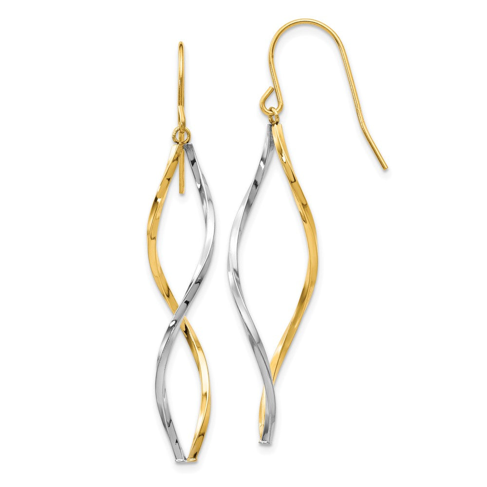 14K Bicolor Gold Ohrhänger mit Twist-Design