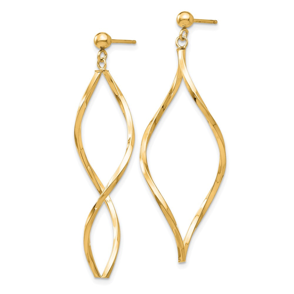 14K Gelbgold Gedreht Stecker Ohrhänger