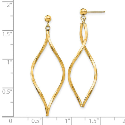 14K Gelbgold Gedreht Stecker Ohrhänger