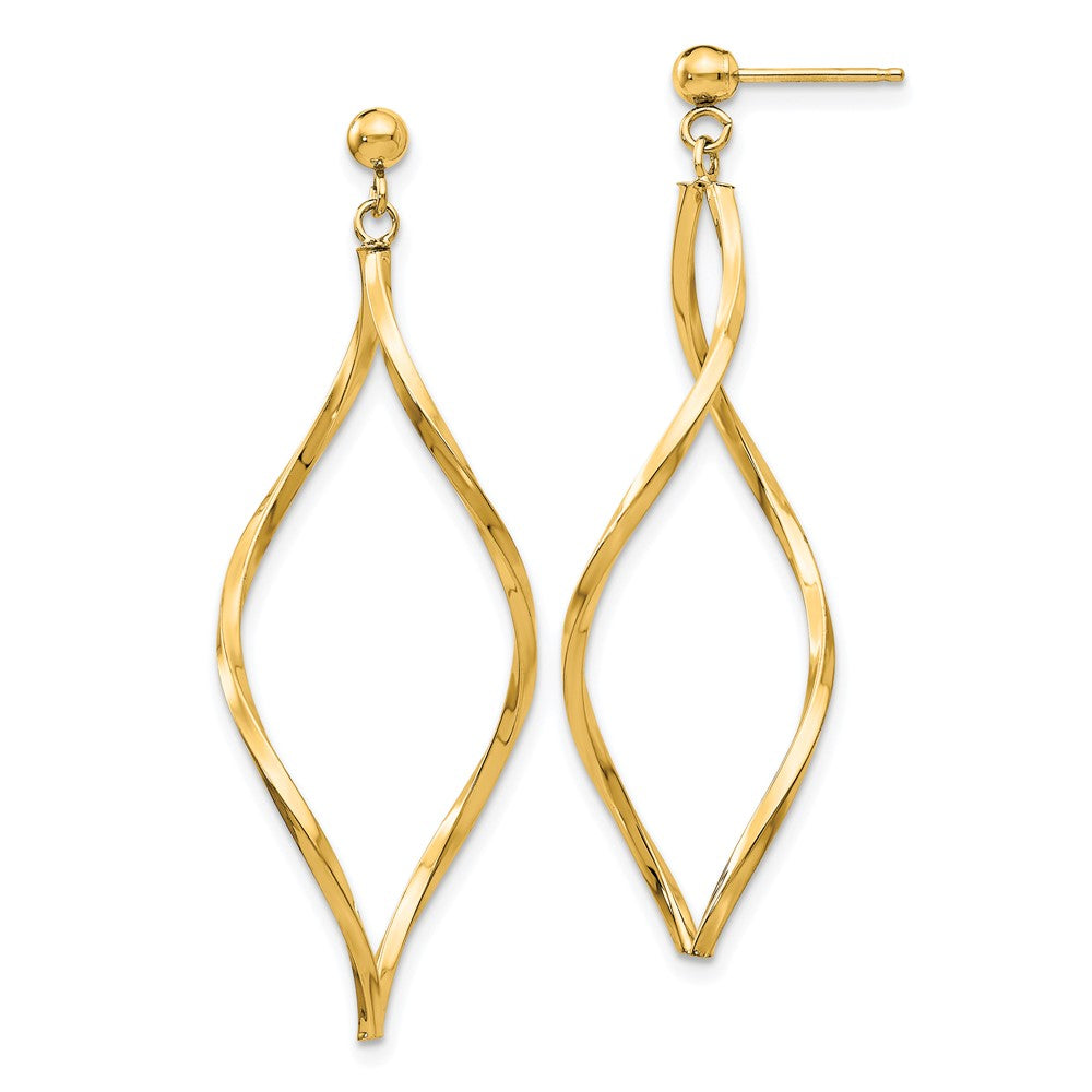 14K Gelbgold Gedreht Stecker Ohrhänger
