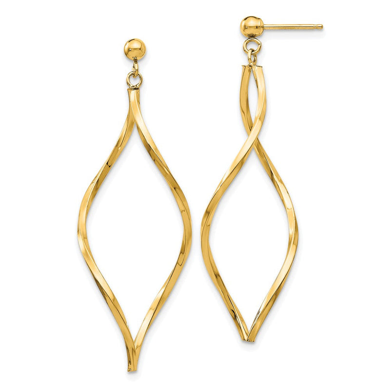 14K Gelbgold Gedreht Stecker Ohrhänger