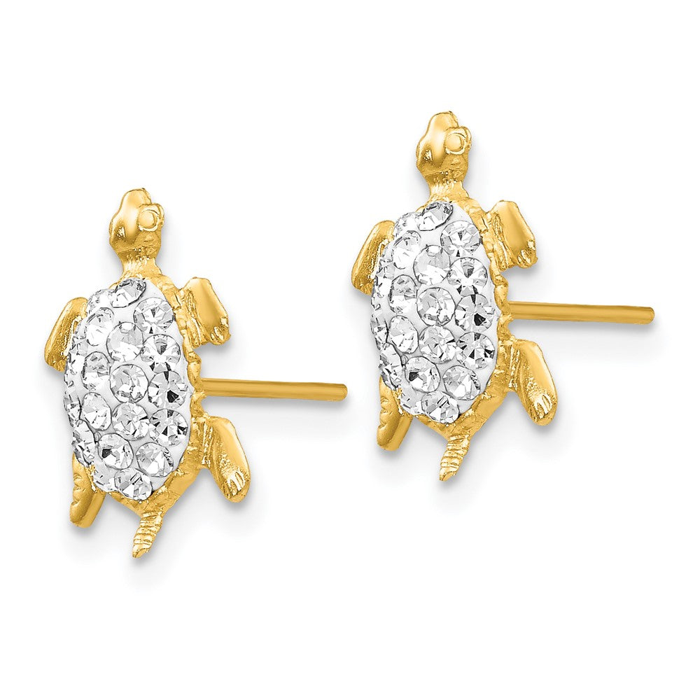 14K Gelbgold Kristall Weiß Schildkröte Ohrstecker