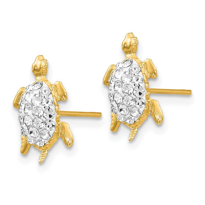 14K Gelbgold Kristall Weiß Schildkröte Ohrstecker