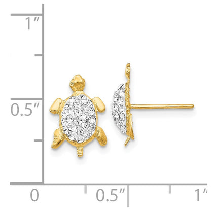 14K Gelbgold Kristall Weiß Schildkröte Ohrstecker