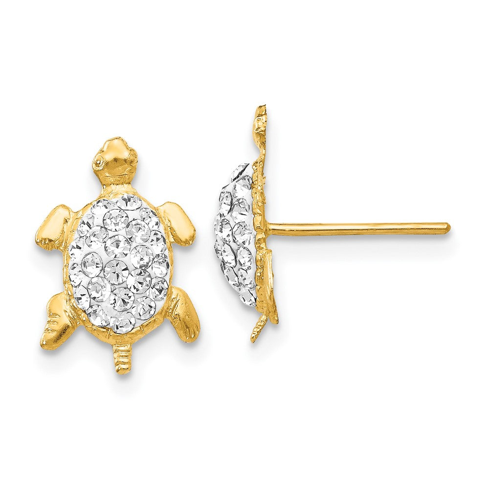 14K Gelbgold Kristall Weiß Schildkröte Ohrstecker