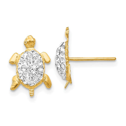 14K Gelbgold Kristall Weiß Schildkröte Ohrstecker