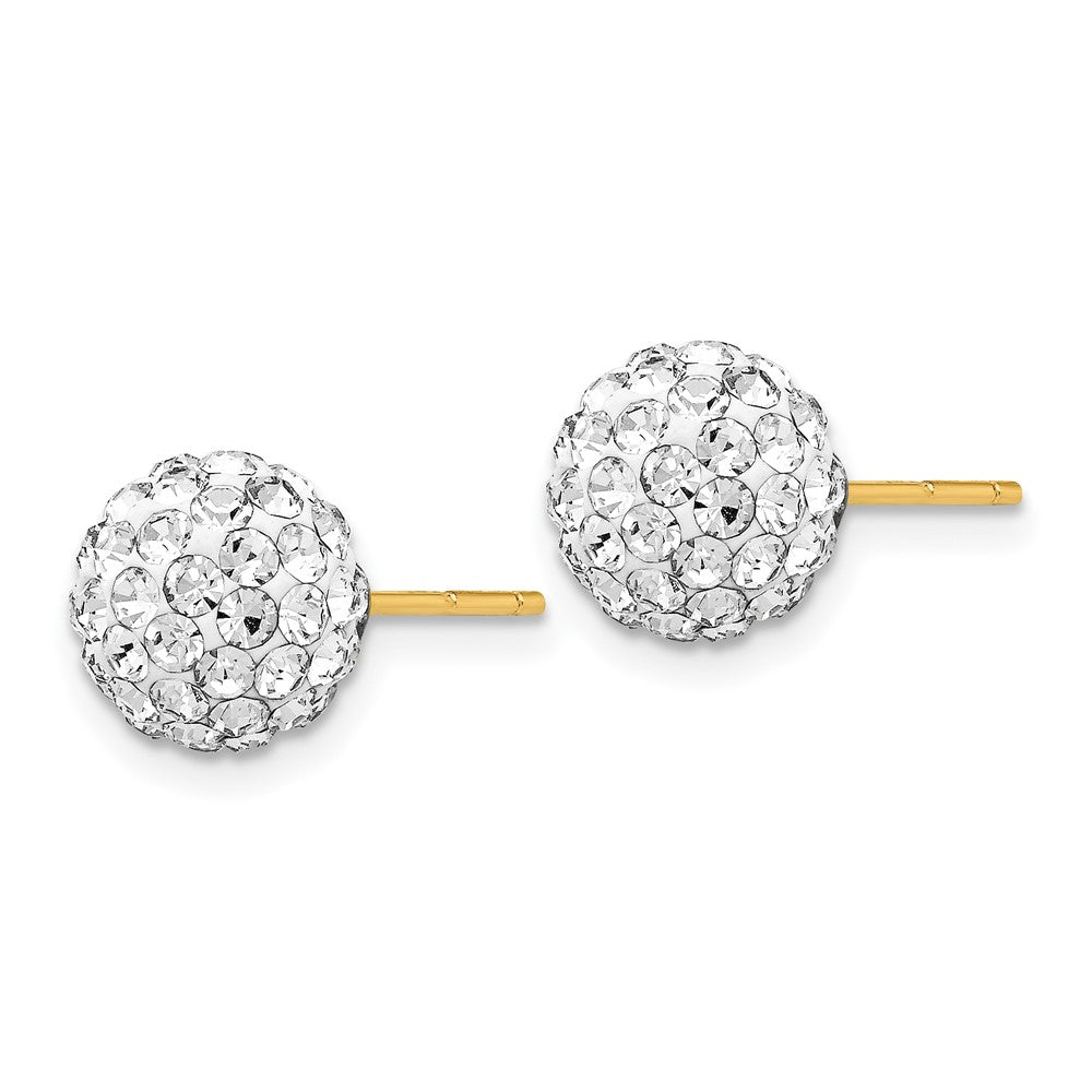 14K Gelbgold Stecker 8mm Kristall Kugel Ohrringe